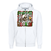 White jingle bell rockin skeleton christmas Zipper Hoodie - Jasminsmagicworld
