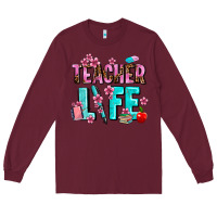 Burgundy teacher life Long Sleeve Tee - AdoDesignShop