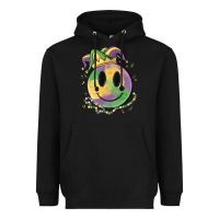 Black smiley face mardi gras Heavyweight Hoodie - MaliasSmallBusiness