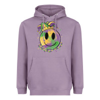 Lavender smiley face mardi gras Heavyweight Hoodie - MaliasSmallBusiness