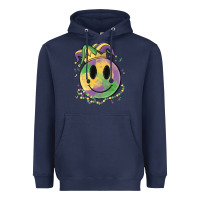 Navy smiley face mardi gras Heavyweight Hoodie - MaliasSmallBusiness