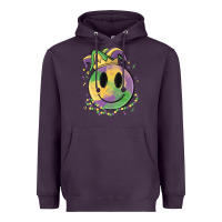 Plum smiley face mardi gras Heavyweight Hoodie - MaliasSmallBusiness