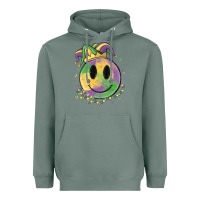 Sage smiley face mardi gras Heavyweight Hoodie - MaliasSmallBusiness