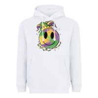 White smiley face mardi gras Heavyweight Hoodie - MaliasSmallBusiness