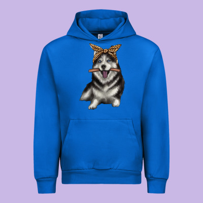 Alaskan Husky With Bandeau Urban Hoodie Designed By Texasbilliewilder