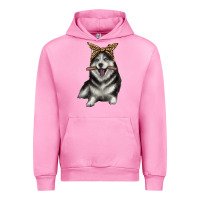 Fuchsia Pink alaskan husky with bandeau Urban Hoodie - texasbilliewilder