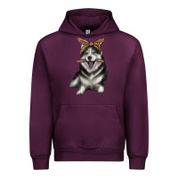 Mauve Wine alaskan husky with bandeau Urban Hoodie - texasbilliewilder