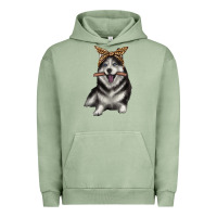 Pigment Oil Green alaskan husky with bandeau Urban Hoodie - texasbilliewilder