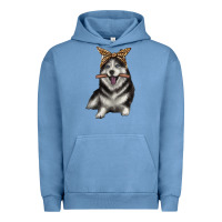 Pigment Pebble Blue alaskan husky with bandeau Urban Hoodie - texasbilliewilder