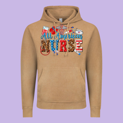 All American Nurse Vintage Hoodie Designed By Texasbilliewilder