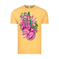 Vintage Mustard cancer boxing gloves with ribbon Vintage Tee - AdoDesignShop