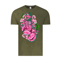 Vintage Olive cancer boxing gloves with ribbon Vintage Tee - AdoDesignShop
