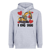 Heather Grey i dig you valentines excavator Heavyweight Hoodie - MaliasSmallBusiness