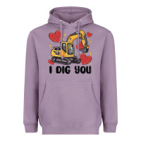 Lavender i dig you valentines excavator Heavyweight Hoodie - MaliasSmallBusiness