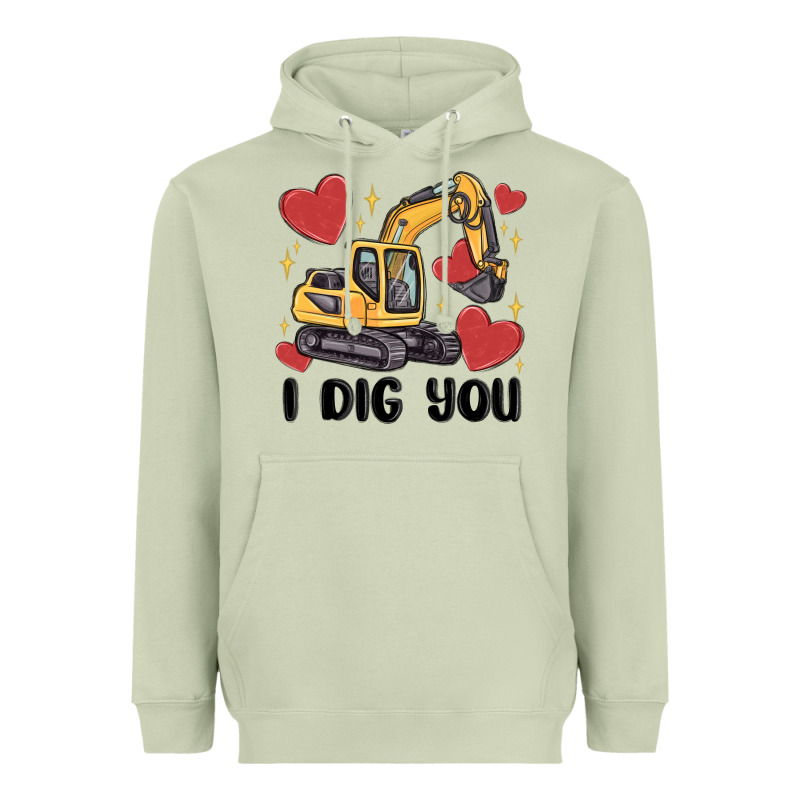 I Dig You Valentines Excavator Heavyweight Hoodie by MaliasSmallBusiness | Teevron