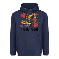 Navy i dig you valentines excavator Heavyweight Hoodie - MaliasSmallBusiness