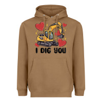 Toasted Coconut i dig you valentines excavator Heavyweight Hoodie - MaliasSmallBusiness