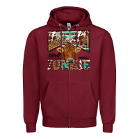 Burgundy cow junkie Zipper Hoodie - NancyCooperArtShop