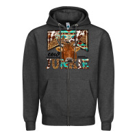 Charcoal Heather cow junkie Zipper Hoodie - NancyCooperArtShop