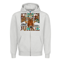 Dove Grey cow junkie Zipper Hoodie - NancyCooperArtShop