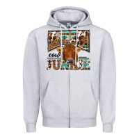Heather Grey cow junkie Zipper Hoodie - NancyCooperArtShop