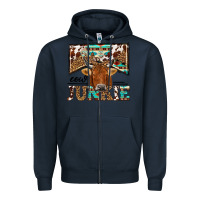 Navy cow junkie Zipper Hoodie - NancyCooperArtShop