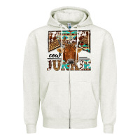 Oatmeal Heather cow junkie Zipper Hoodie - NancyCooperArtShop