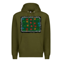 Army Green christmas buffalo plaid and lights background Premium Hoodie - AdoDesignShop