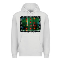 Dove Grey christmas buffalo plaid and lights background Premium Hoodie - AdoDesignShop