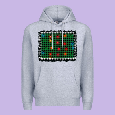 Christmas Buffalo Plaid And Lights Background Premium Hoodie Designed By Adodesignshop