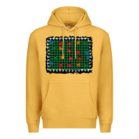 Mustard christmas buffalo plaid and lights background Premium Hoodie - AdoDesignShop