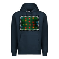 Navy christmas buffalo plaid and lights background Premium Hoodie - AdoDesignShop