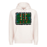 Pale Pink christmas buffalo plaid and lights background Premium Hoodie - AdoDesignShop