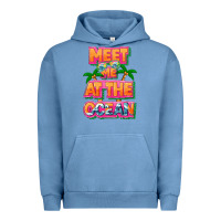 Pigment Pebble Blue Meet me at the ocean Summer Urban Hoodie - NancyCooperArtShop