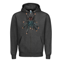 Charcoal Heather Pink Toe Tarantula Zipper Hoodie - LillyAllenDesigns