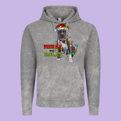 Merry And Bright Pitbull Vintage Hoodie Designed By Ranaportraitstore