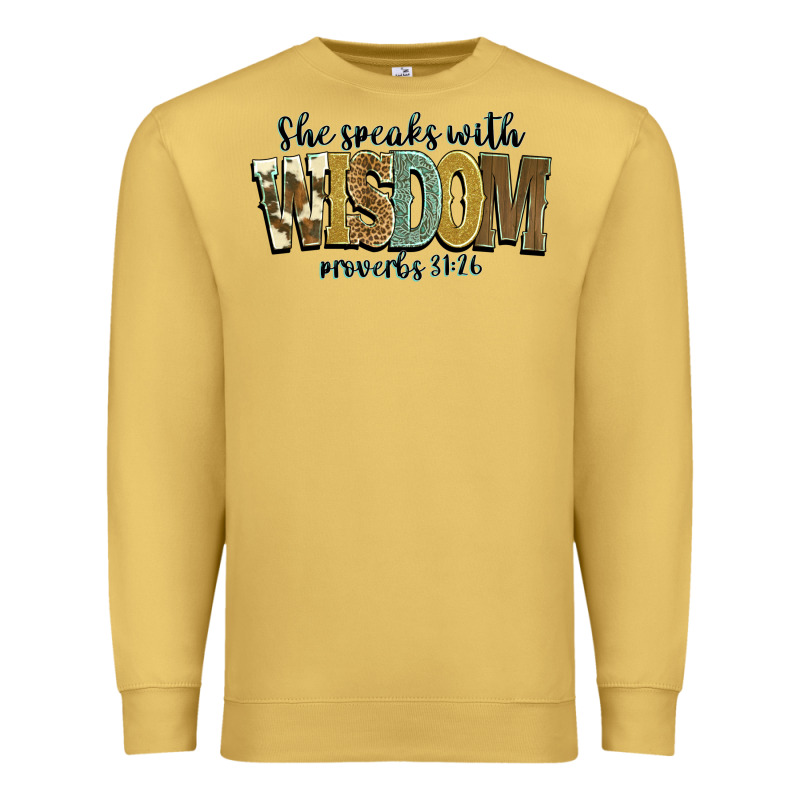 She Speaks With Wisdom Proverbs 31 26 Premium Sweatshirt by NancyCooperArtShop | Teevron