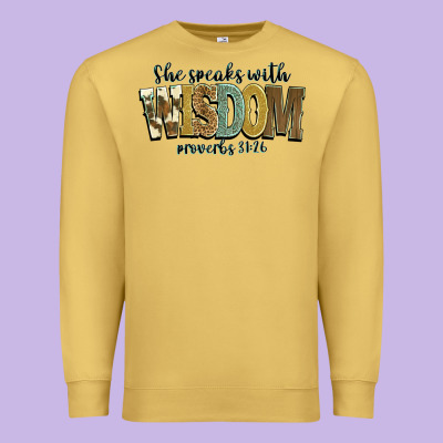 She Speaks With Wisdom Proverbs 31 26 Premium Sweatshirt Designed By Nancycooperartshop
