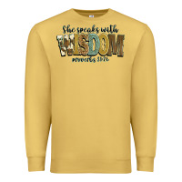 Antique Gold she speaks with wisdom proverbs 31 26 Premium Sweatshirt - NancyCooperArtShop