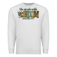 Oatmeal Heather she speaks with wisdom proverbs 31 26 Premium Sweatshirt - NancyCooperArtShop