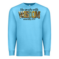 Ocean Blue she speaks with wisdom proverbs 31 26 Premium Sweatshirt - NancyCooperArtShop