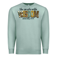 Seafoam she speaks with wisdom proverbs 31 26 Premium Sweatshirt - NancyCooperArtShop