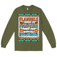 Army Green Flannels Hayrides Pumpkins Sweaters Bonfires Long Sleeve Tee - Artiststas