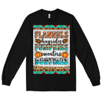 Black Flannels Hayrides Pumpkins Sweaters Bonfires Long Sleeve Tee - Artiststas