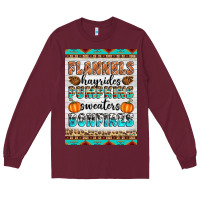 Burgundy Flannels Hayrides Pumpkins Sweaters Bonfires Long Sleeve Tee - Artiststas
