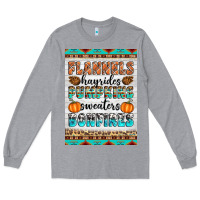 Heather Grey Flannels Hayrides Pumpkins Sweaters Bonfires Long Sleeve Tee - Artiststas