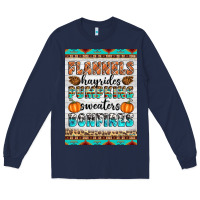 Navy Flannels Hayrides Pumpkins Sweaters Bonfires Long Sleeve Tee - Artiststas