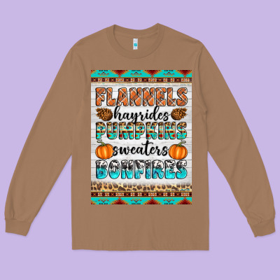 Flannels Hayrides Pumpkins Sweaters Bonfires Long Sleeve Tee Designed By Artiststas