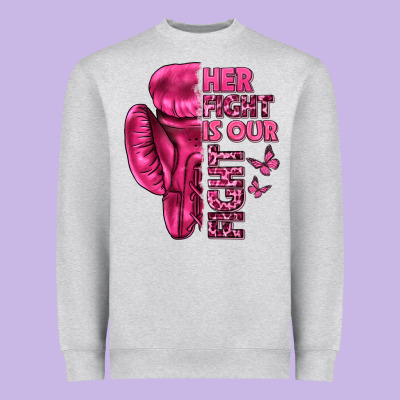 Her Fight Is Our Fight Cancer Heavyweight Sweatshirt Designed By Texasbilliewilder