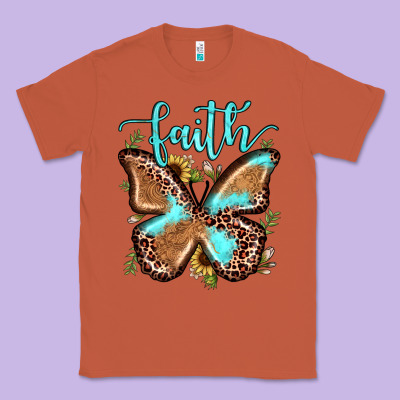 Faith Leopard Butterfly Classic Tee Designed By Jahusdesignshop